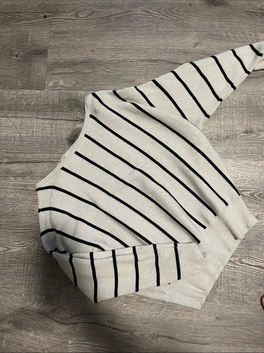 Striped White and Black Knit Sweater